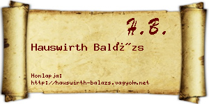 Hauswirth Balázs névjegykártya